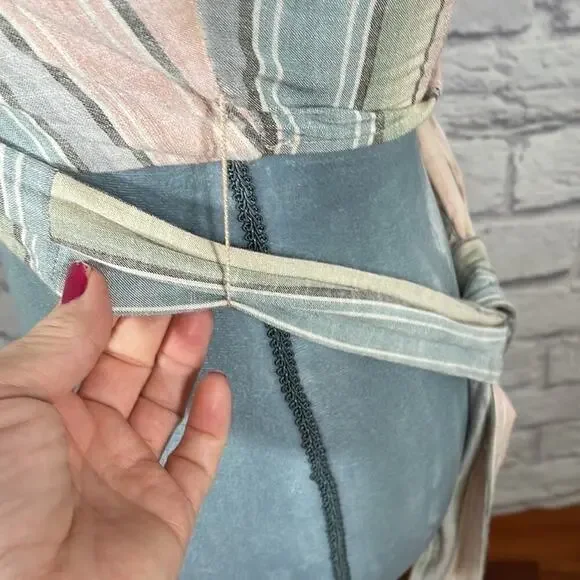 Show Me Your Mumu Wilson Pastel Striped Crossover Wrap Back Tie Top - Picture 6 of 9